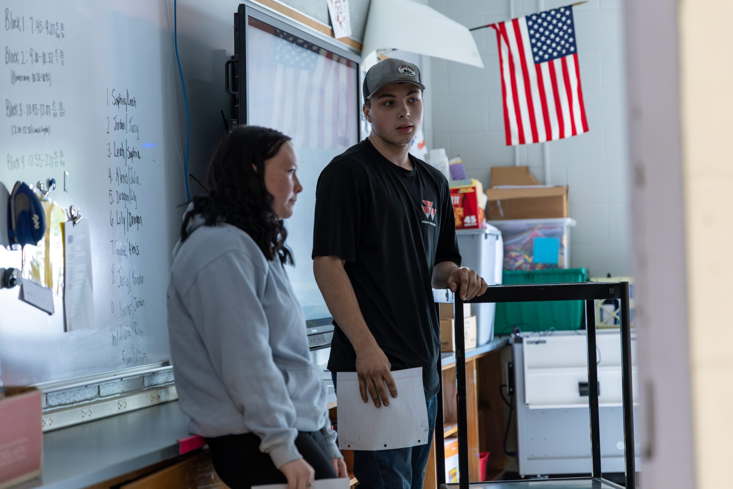 Secondary student speaking to the class