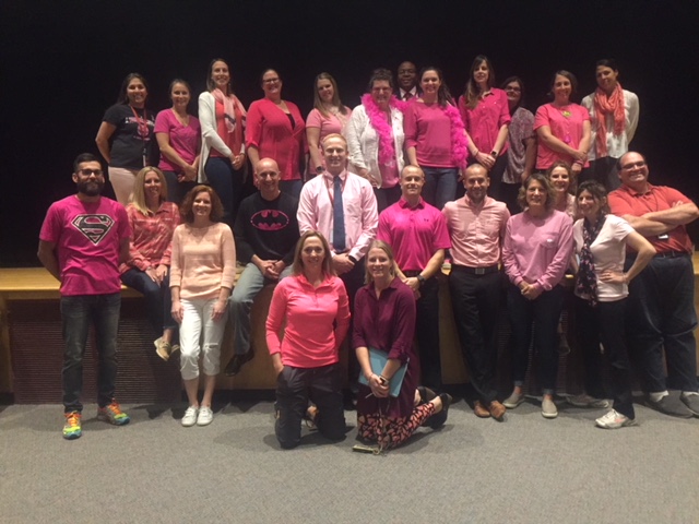 BKW teachers wear pink in honor of the school's "Pink-Out BKW" day