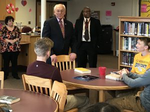 Congressman Paul Tonko speaks with BKW students after donating books