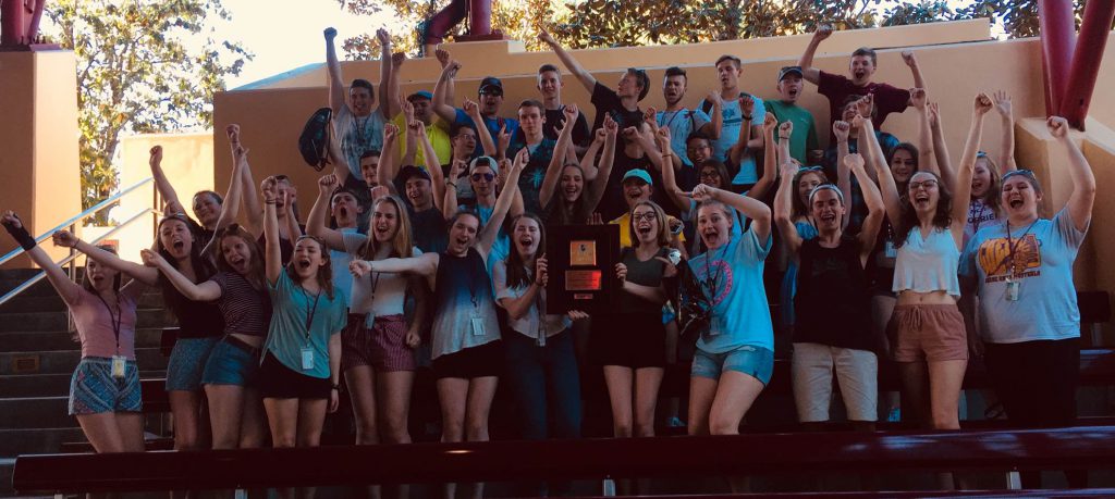 BKW Concert band members pose with their trophy