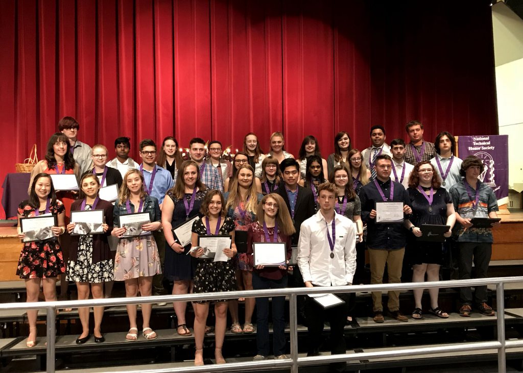 NTHS members, including BKW student Taylor Vincent, pose for a picture at South Colonie High School