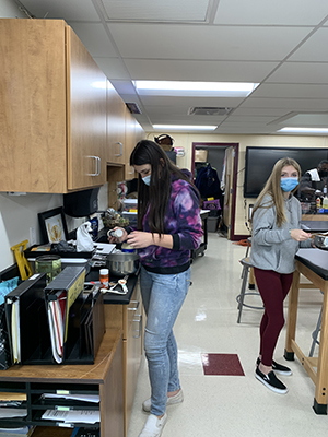 students cooking in classroom