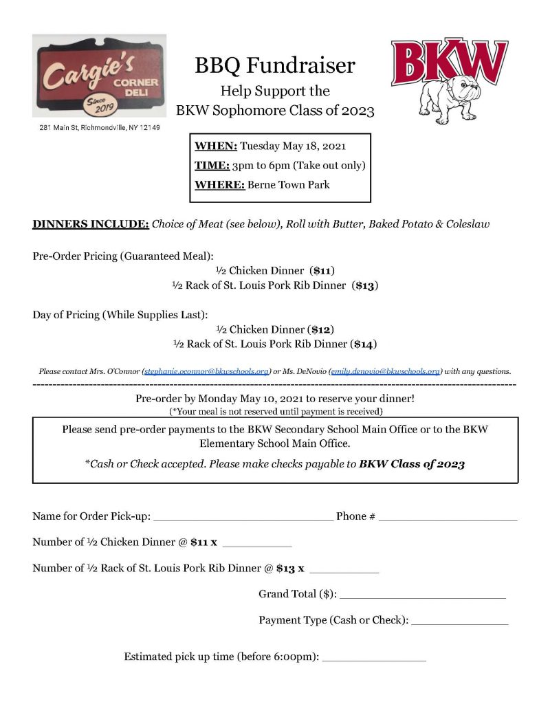 Budget Night BBQ - 2021 flier and order form