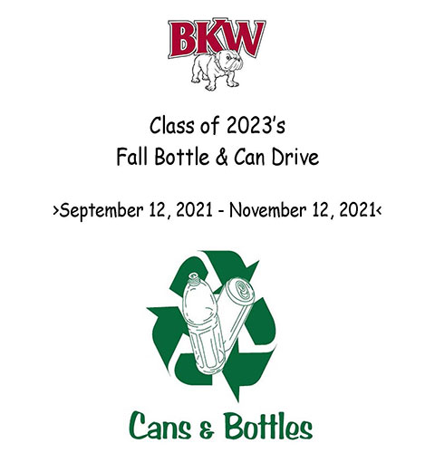 can and bottle drive illustration - logo and recycle icon