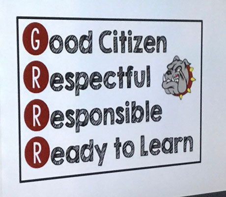 Slide that says Good Citizen, Respectful, Responsible, Ready to Learn