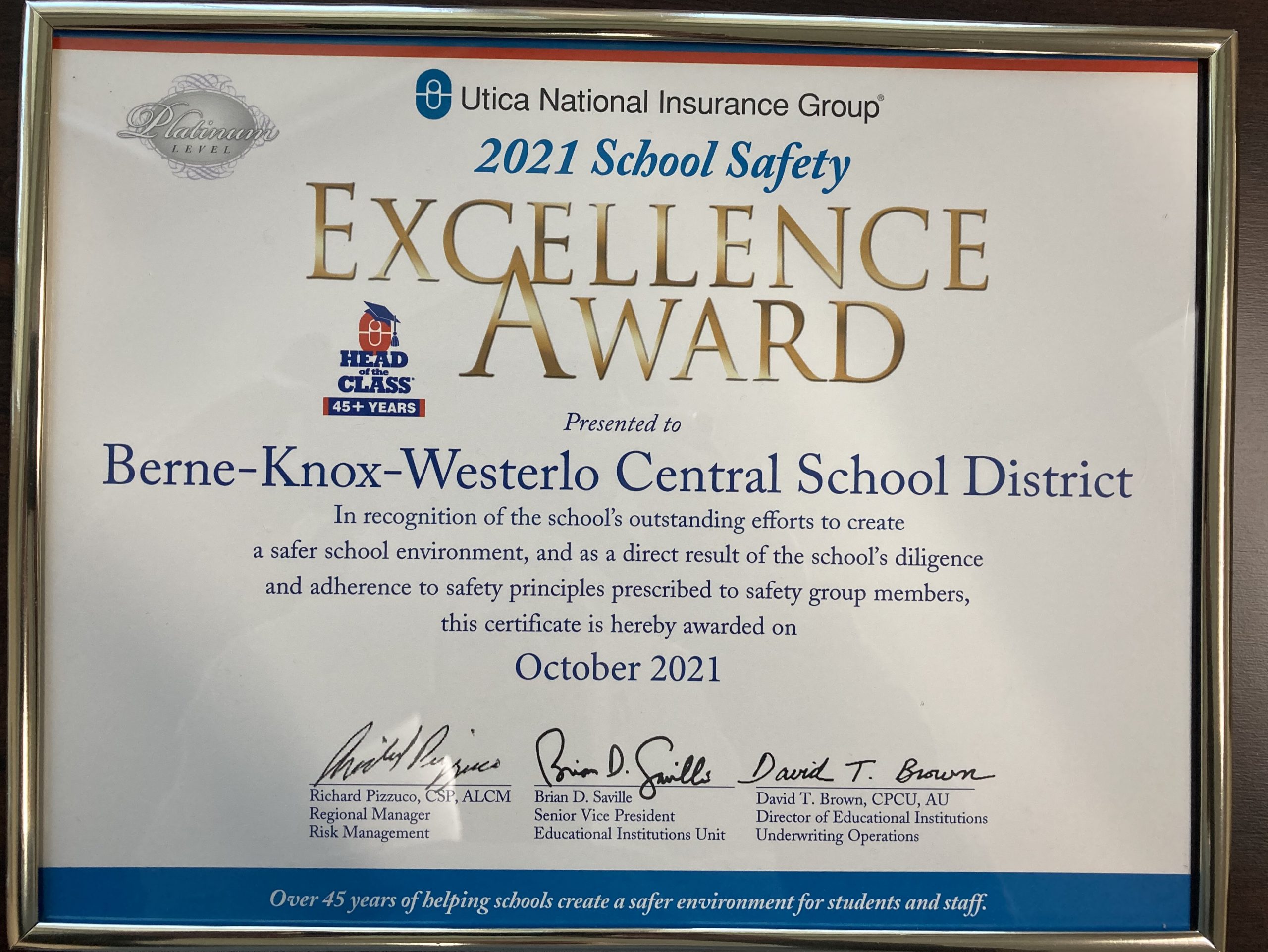 excellence award certificate