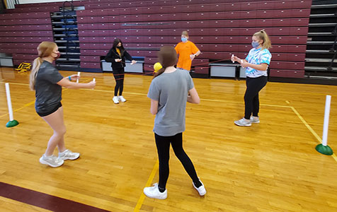 students team building in the gym