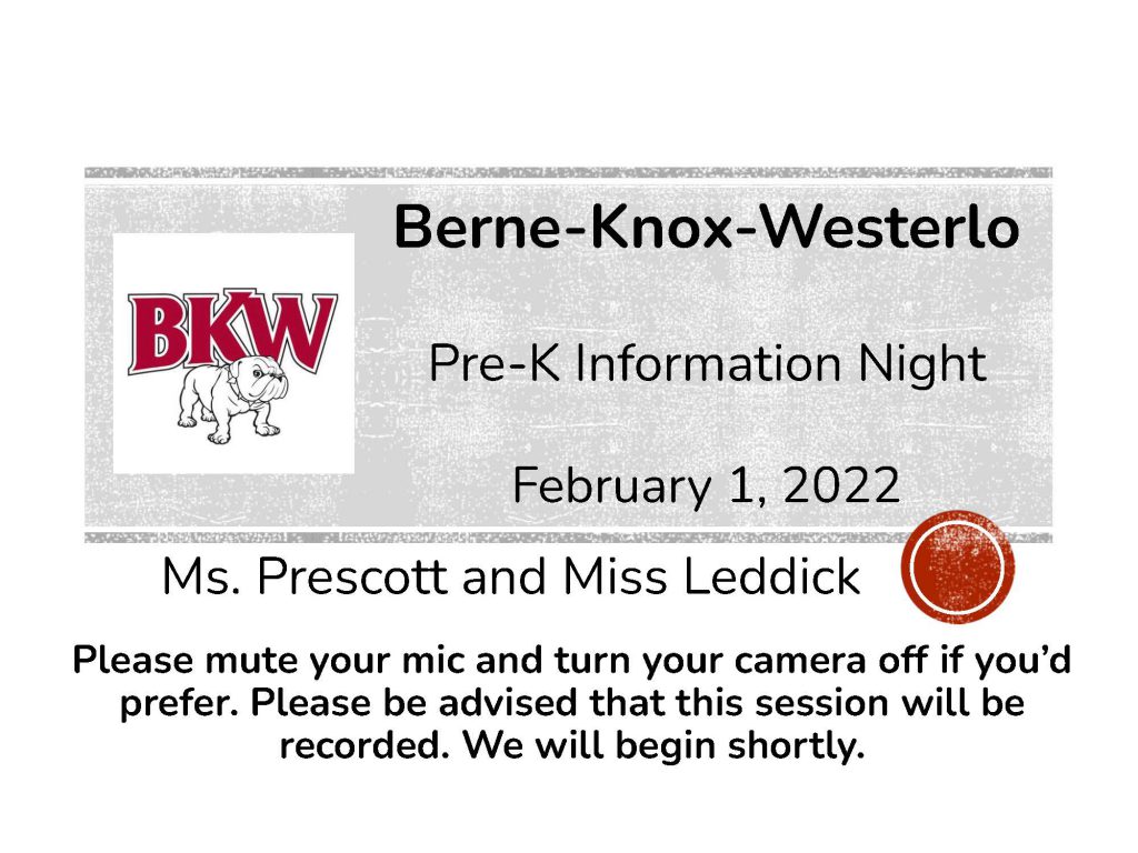 Pre-K Information Night Presentation page one