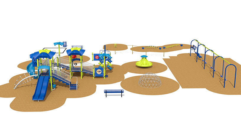 artist's diagram of playground equipment