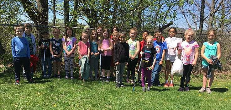 group of students standing outside