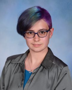 girl with glasses and purple hair