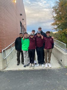 BKW Golf Coach Don Dennis and his players posing before heading to the Western Athletic Conference Golf Championship on Tuesday, Oct. 4 at Fox Run Golf Course in Johnstown, NY.