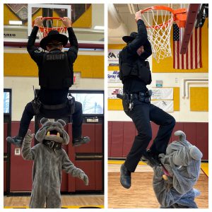 Leading up to the big game on March 24th, Albany County Sheriff Deputy Hughes is caught dunking on Bernie the Bulldog!