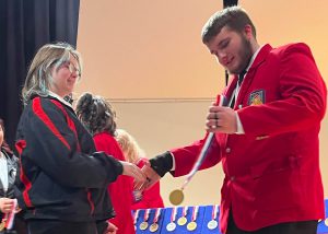 BKW junior Sadie Plant receiving her first-place medal during the SkillsUSA competition on Thursday, March 16.