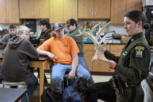 BKW graduate and Environmental Conservation Officer Melissa Burgess from the New York State EnCon Police participates in classroom discussions with BKW students. Erica Miller/ Capital Region BOCES