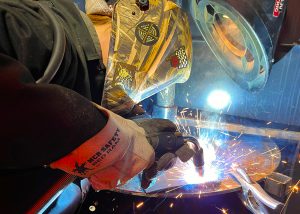 BKW junior Trista Smi hard at work in the Welding & Metal Fabrication program.