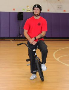 Mannie Noguiera shared his positive mindset and BMX talents with BKW students and staff.
