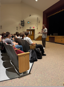 Tony Hoffman taking a moment to address BKW Secondary School students during his campus visit in Sept.