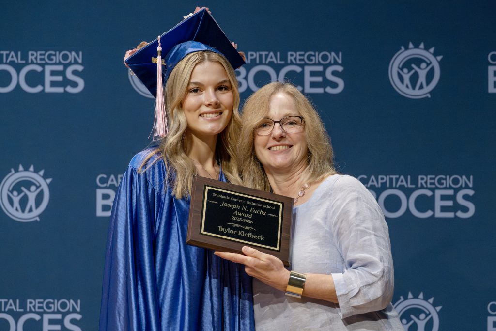 Taylor Klefbeck accepting the Joseph N. Fuchs Award