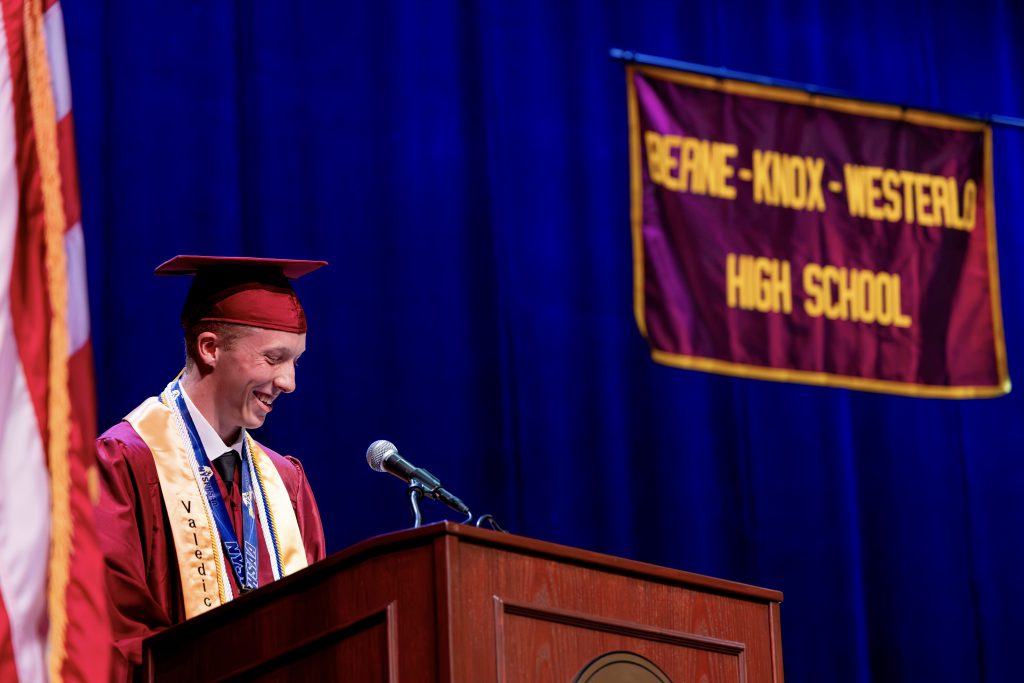 Valedictorian speaking at graduation
